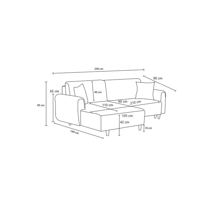 Casa si Gradina - Mobilier - Canapele si coltare - Coltare - Coltar extensibil, Atelier Del Sofa, 100% poliester, antracit, 246x160x85 cm - Infinity.ro