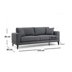 Casa si Gradina - Mobilier - Canapele si coltare - Canapele - Canapea extensibila 3 locuri, Hanah Home, cadru lemn fag si PAL, gri inchis, 210x90x85 cm - Infinity.ro
