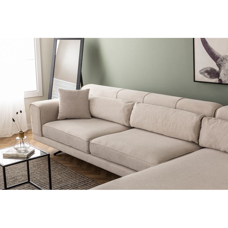 Casa si Gradina - Mobilier - Canapele si coltare - Coltare - Coltar, Hanah Home, lemn fag si pal, bej, 308x198x100 cm - Infinity.ro