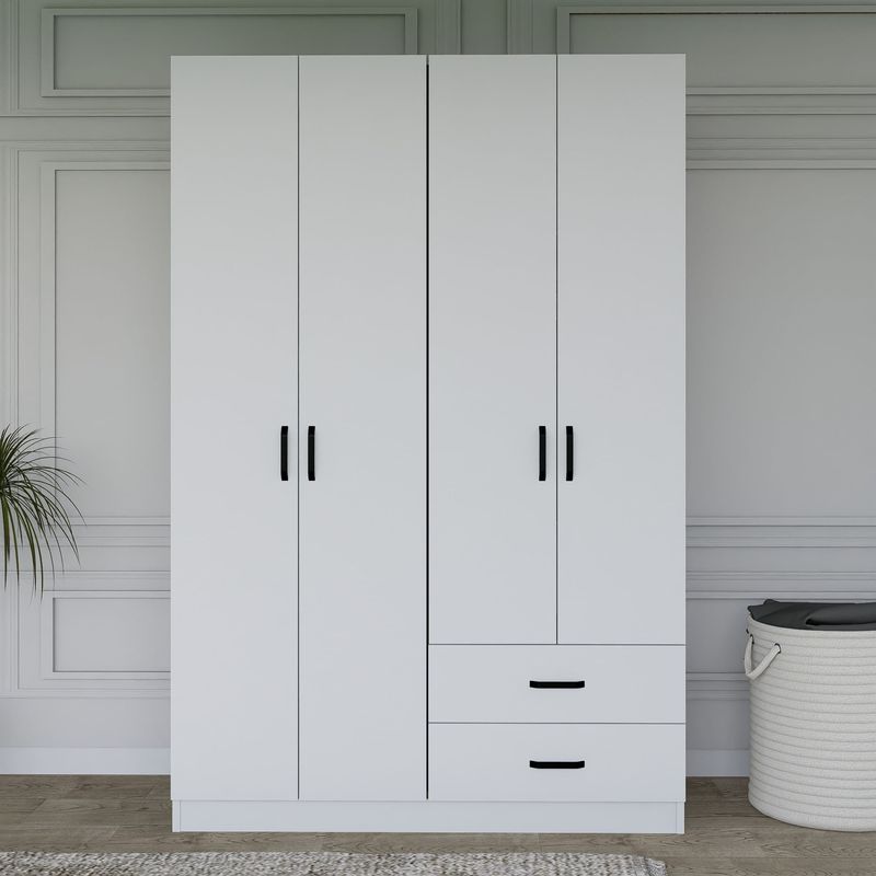 Casa si Gradina - Mobilier - Dulapuri si sifoniere - Dulapuri - Dulap, Hanah Home, pal melaminat, alb mat, 120x45x180 cm - Infinity.ro