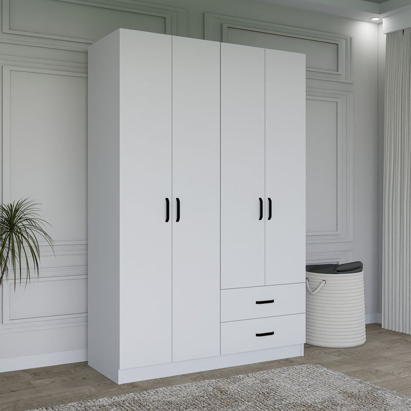 Casa si Gradina - Mobilier - Dulapuri si sifoniere - Dulapuri - Dulap, Hanah Home, pal melaminat, alb mat, 120x45x180 cm - Infinity.ro