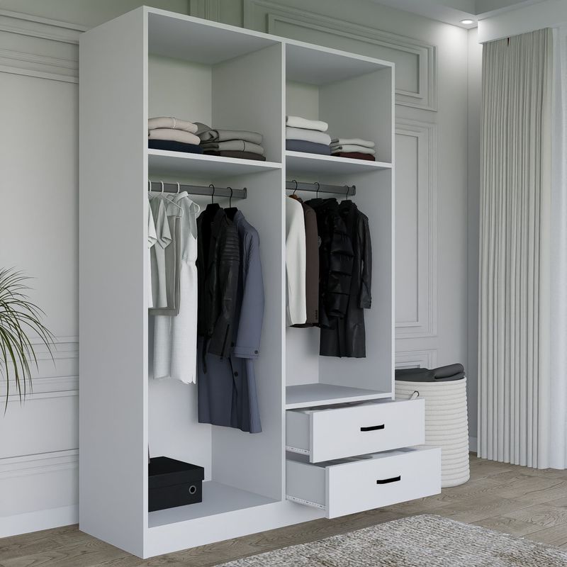 Casa si Gradina - Mobilier - Dulapuri si sifoniere - Dulapuri - Dulap, Hanah Home, pal melaminat, alb mat, 120x45x180 cm - Infinity.ro