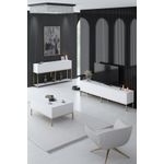 Casa si Gradina - Mobilier - Seturi de mobilier - Seturi living - Set mobilier living, Hanah Home, pal melaminat, alb auriu, picioare metalice - Infinity.ro