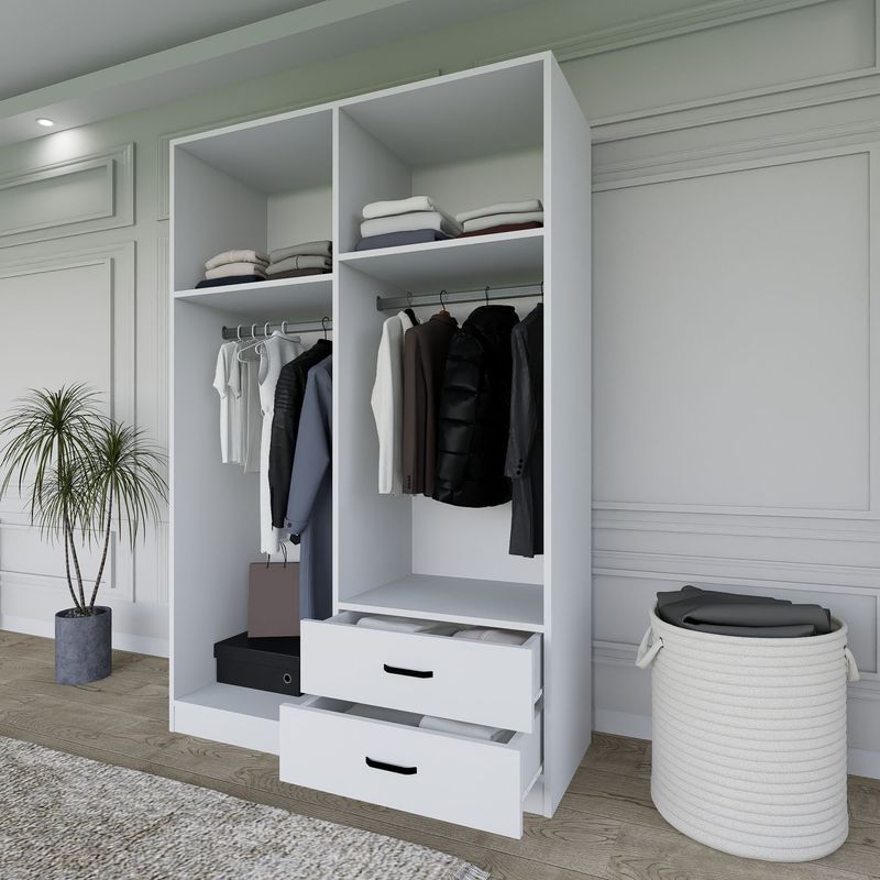 Casa si Gradina - Mobilier - Dulapuri si sifoniere - Dulapuri - Dulap, Hanah Home, pal melaminat, alb mat, 120x45x180 cm - Infinity.ro