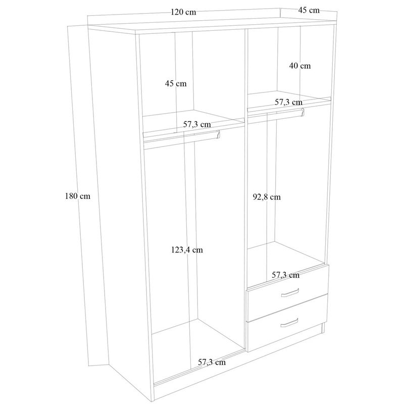 Casa si Gradina - Mobilier - Dulapuri si sifoniere - Dulapuri - Dulap, Hanah Home, pal melaminat, alb mat, 120x45x180 cm - Infinity.ro