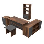 Casa si Gradina - Mobilier - Mese si birouri - Birouri - Set mobilier birou, Hanah Home, pal melaminat, nuc si antracit, 956LCS2122 - Infinity.ro