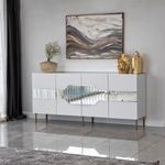 Casa si Gradina - Mobilier - Comode si corpuri - Console - Consola, Hanah Home, pal melaminat, alb auriu, 180x40x80 cm, 552NOS1804 - Infinity.ro