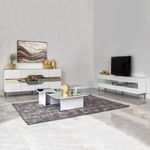 Casa si Gradina - Mobilier - Comode si corpuri - Console - Consola, Hanah Home, pal melaminat, alb auriu, 180x40x80 cm, 552NOS1804 - Infinity.ro