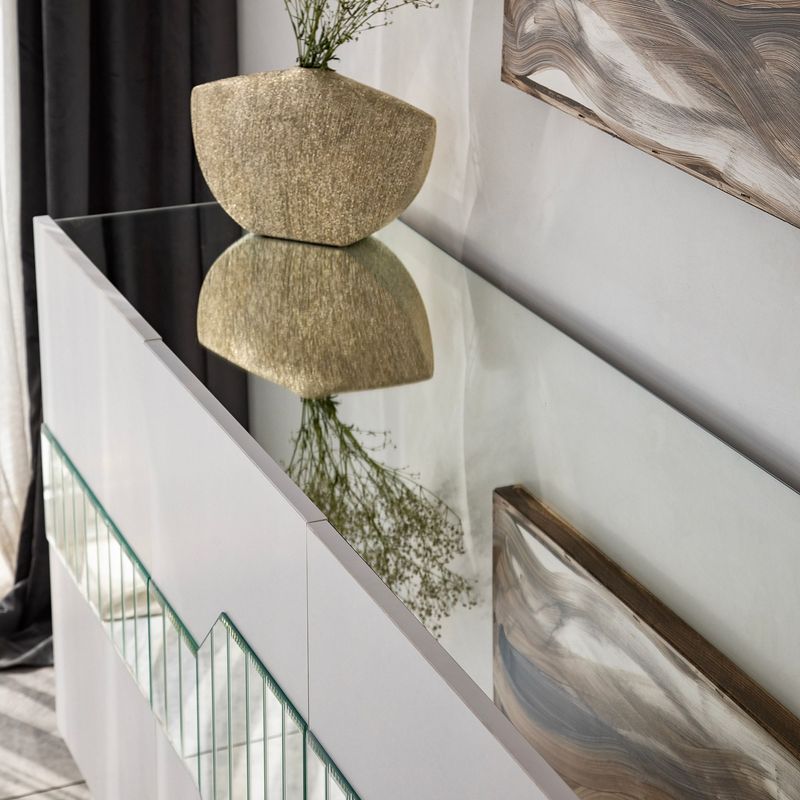 Casa si Gradina - Mobilier - Comode si corpuri - Console - Consola, Hanah Home, pal melaminat, alb auriu, 180x40x80 cm, 552NOS1804 - Infinity.ro