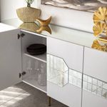 Casa si Gradina - Mobilier - Comode si corpuri - Console - Consola, Hanah Home, pal melaminat, alb auriu, 180x40x80 cm, 552NOS1804 - Infinity.ro