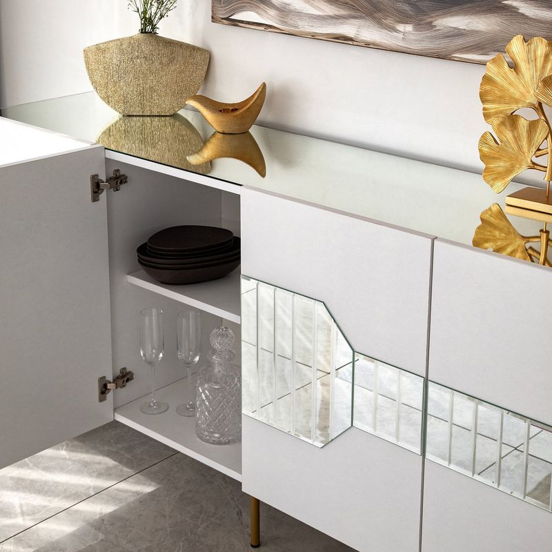 Casa si Gradina - Mobilier - Comode si corpuri - Console - Consola, Hanah Home, pal melaminat, alb auriu, 180x40x80 cm, 552NOS1804 - Infinity.ro