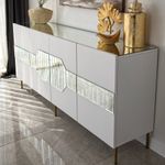 Casa si Gradina - Mobilier - Comode si corpuri - Console - Consola, Hanah Home, pal melaminat, alb auriu, 180x40x80 cm, 552NOS1804 - Infinity.ro