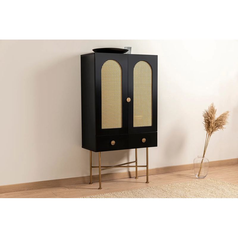 Casa si Gradina - Mobilier - Comode si corpuri - Console - Consola, Hanah Home, pal melaminat, negru, 80x39x150 cm - Infinity.ro