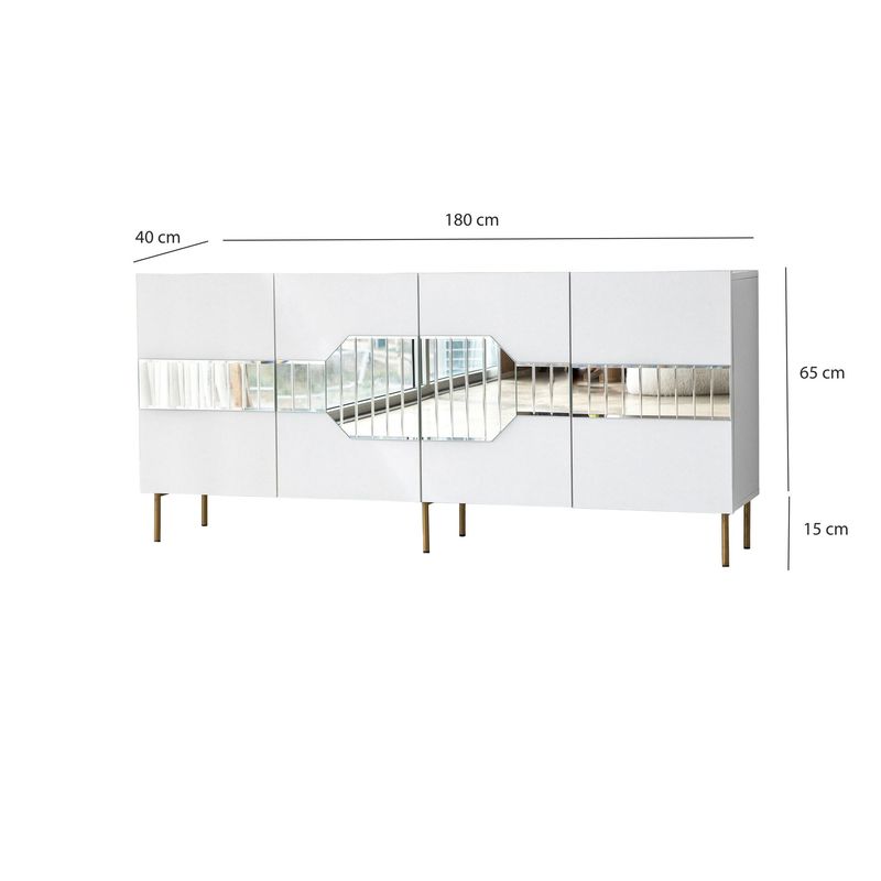 Casa si Gradina - Mobilier - Comode si corpuri - Console - Consola, Hanah Home, pal melaminat, alb auriu, 180x40x80 cm, 552NOS1804 - Infinity.ro