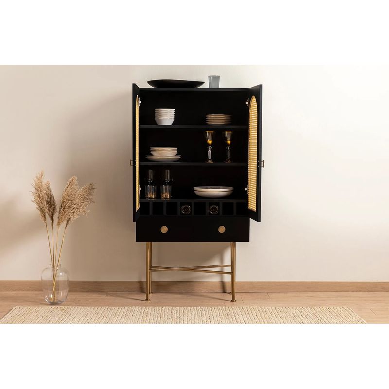 Casa si Gradina - Mobilier - Comode si corpuri - Console - Consola, Hanah Home, pal melaminat, negru, 80x39x150 cm - Infinity.ro