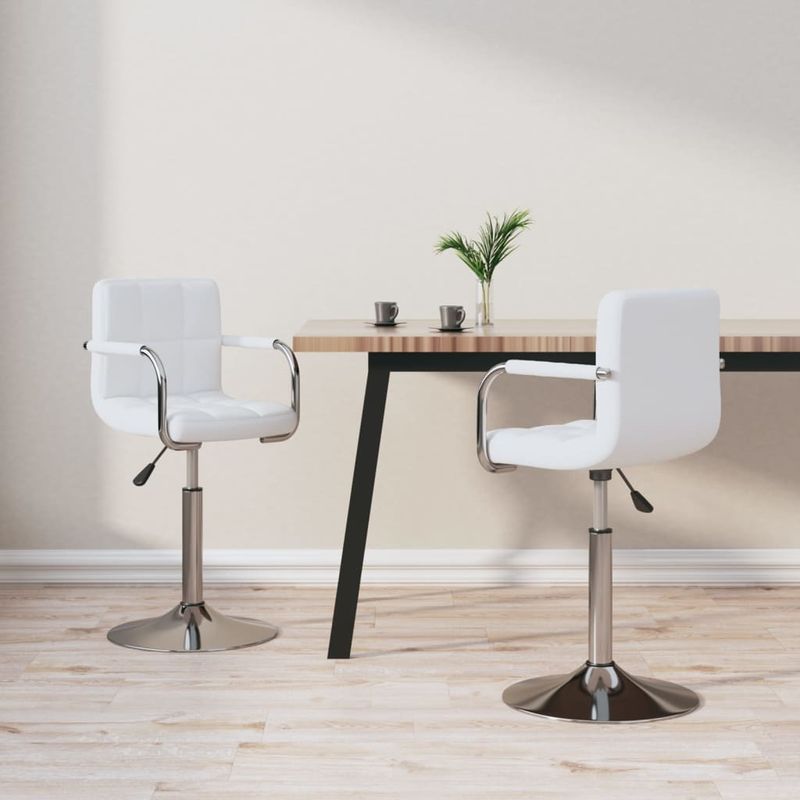 Casa si Gradina - Mobilier - Scaune si fotolii - Scaune - Scaune de bucatarie pivotante, 2 buc., alb, piele artificiala - Infinity.ro