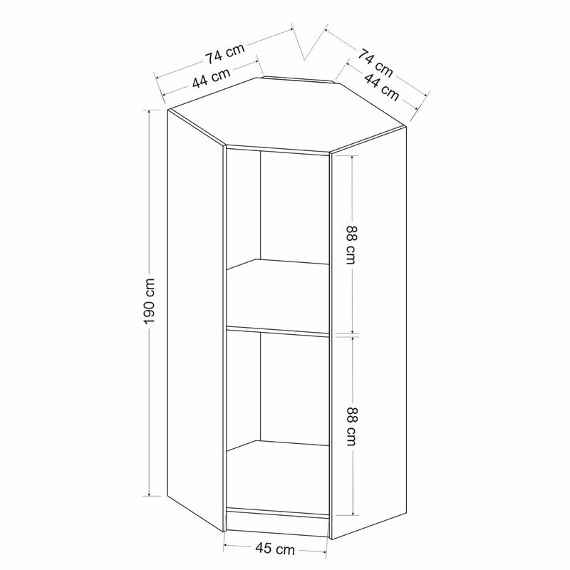 Casa si Gradina - Mobilier - Dulapuri si sifoniere - Dulapuri - Dulap, Hanah Home, pal melaminat, alb, 74x52x235 cm - Infinity.ro