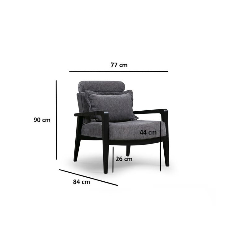 Casa si Gradina - Mobilier - Scaune si fotolii - Fotolii - Fotoliu, Hanah Home, lemn de fag, gri, 77x90x84 cm - Infinity.ro