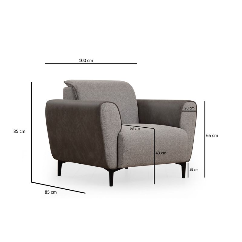 Casa si Gradina - Mobilier - Scaune si fotolii - Fotolii - Fotoliu, Atelier Del Sofa, lemn fag si pal, gri, 100x85x85 cm - Infinity.ro