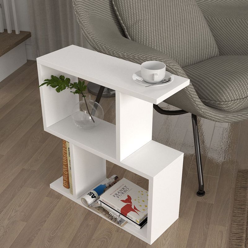 Casa si Gradina - Mobilier - Mese si birouri - Mese living - Masa laterala, Hanah Home, pal melaminat, alb, 50x17.5x55.4 cm - Infinity.ro