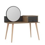 Casa si Gradina - Mobilier - Comode si corpuri - Masute de toaleta - Masa de machiaj, Hanah Home, pal melaminat, antracit si nuc, 120x60x96 cm - Infinity.ro