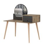 Casa si Gradina - Mobilier - Comode si corpuri - Masute de toaleta - Masa de machiaj, Hanah Home, pal melaminat, antracit si nuc, 120x60x96 cm - Infinity.ro