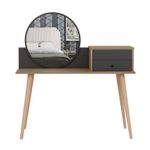 Casa si Gradina - Mobilier - Comode si corpuri - Masute de toaleta - Masa de machiaj, Hanah Home, pal melaminat, antracit si nuc, 120x60x96 cm - Infinity.ro