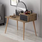 Casa si Gradina - Mobilier - Comode si corpuri - Masute de toaleta - Masa de machiaj, Hanah Home, pal melaminat, antracit si nuc, 120x60x96 cm - Infinity.ro