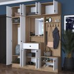 Casa si Gradina - Mobilier - Organizare si depozitare - Cuiere - Cuier, Hanah Home, pal melaminat, alb nuc, 179.4x37.5x226.4 cm - Infinity.ro