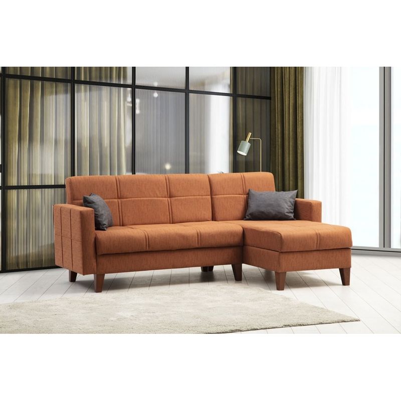 Casa si Gradina - Mobilier - Canapele si coltare - Coltare - Coltar extensibil, Atelier Del Sofa, metal si lemn, rosu tigla, 216x130x86 cm - Infinity.ro
