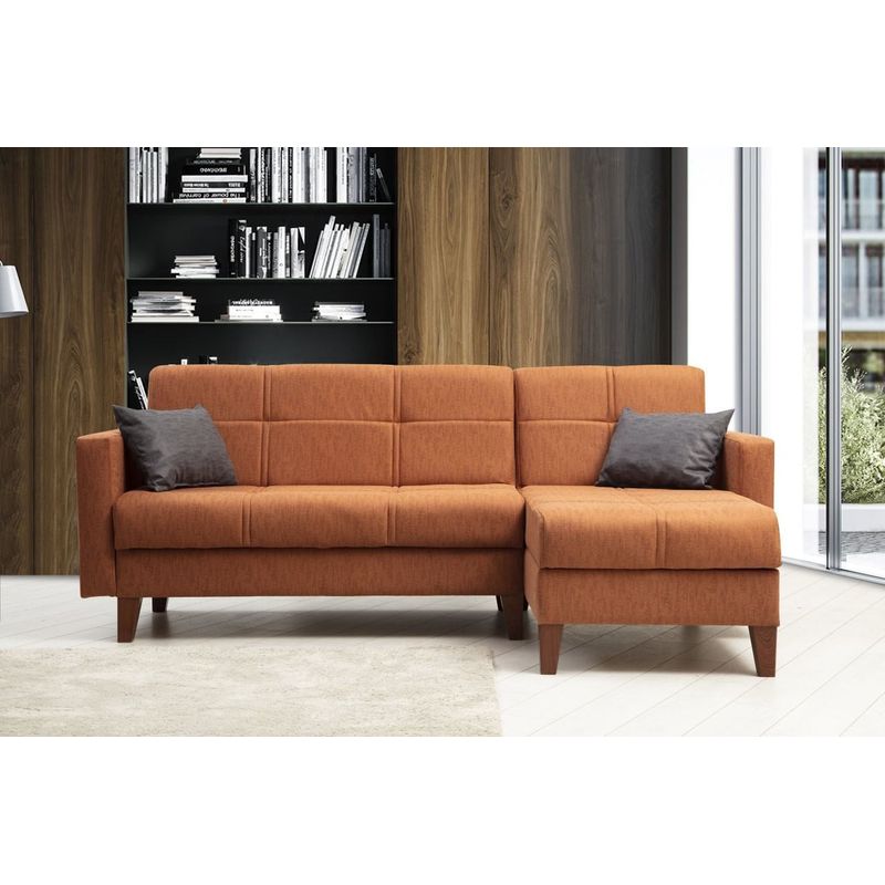 Casa si Gradina - Mobilier - Canapele si coltare - Coltare - Coltar extensibil, Atelier Del Sofa, metal si lemn, rosu tigla, 216x130x86 cm - Infinity.ro