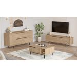 Casa si Gradina - Mobilier - Seturi de mobilier - Seturi living - Set mobilier living, Hanah Home, pal melaminat, stejar, picioare metalice, 956LCS2535 - Infinity.ro