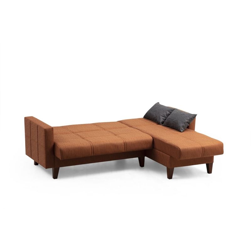 Casa si Gradina - Mobilier - Canapele si coltare - Coltare - Coltar extensibil, Atelier Del Sofa, metal si lemn, rosu tigla, 216x130x86 cm - Infinity.ro