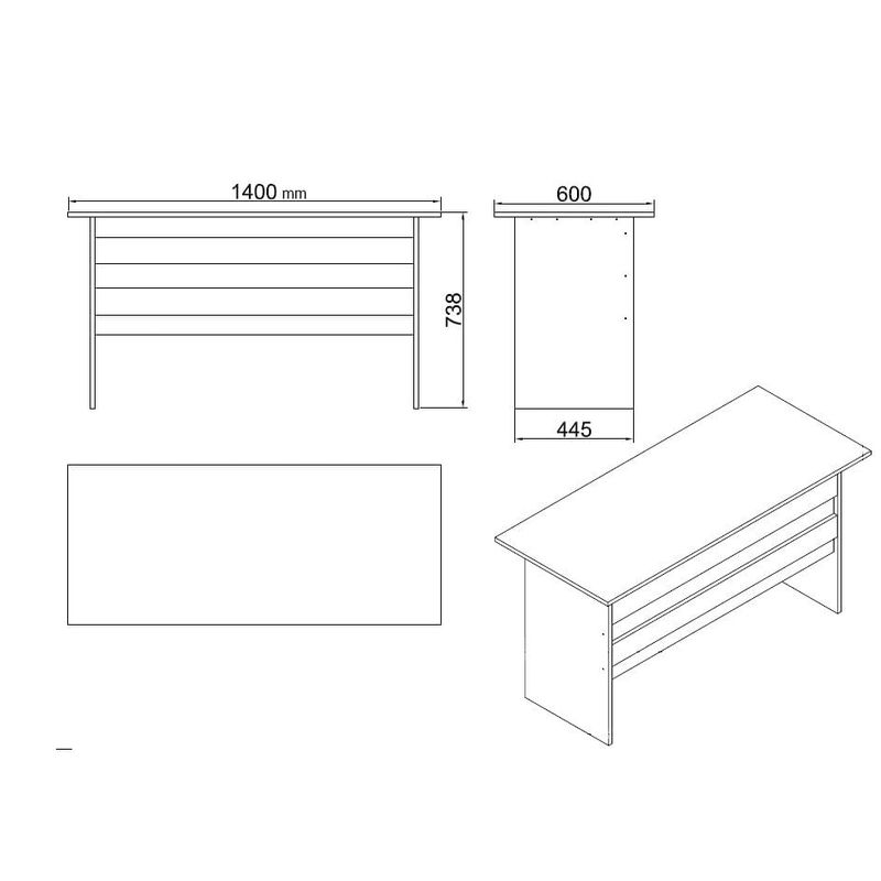 Casa si Gradina - Mobilier - Mese si birouri - Birouri - Set mobilier birou, Hanah Home, PAL melaminat, stejar negru, 5 piese - Infinity.ro