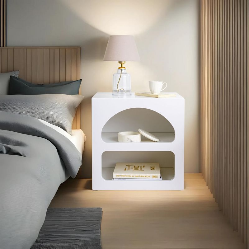 Casa si Gradina - Mobilier - Comode si corpuri - Noptiere - Noptiera, Hanah Home, pal melaminat, alb, 50x40x50 cm - Infinity.ro
