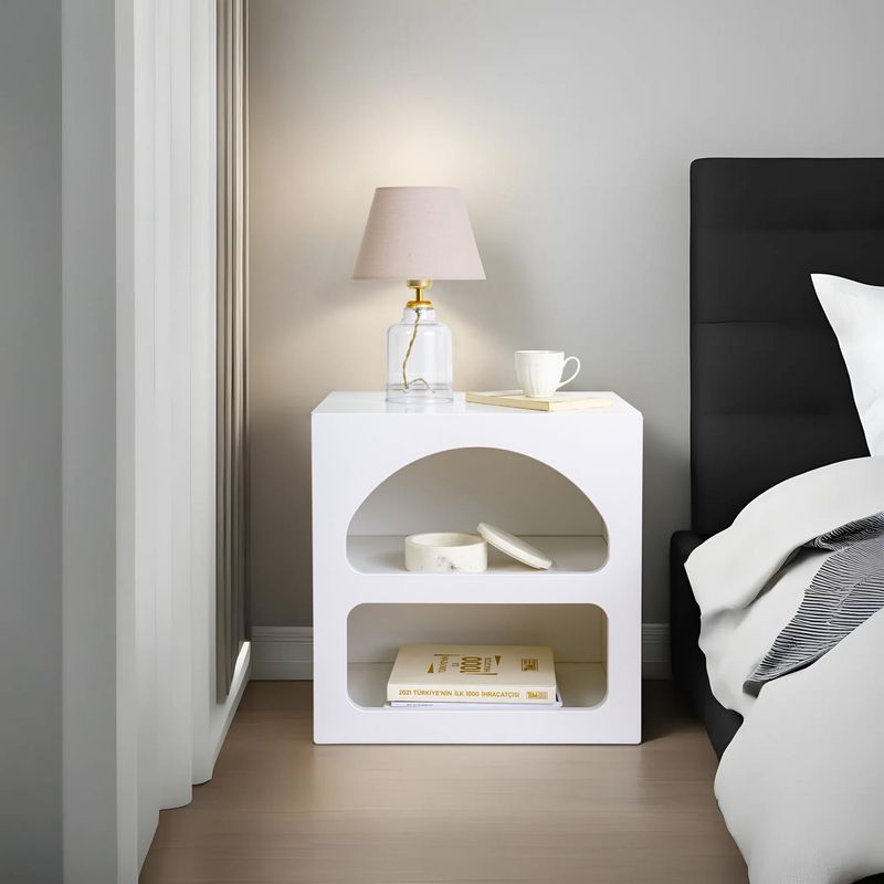 Casa si Gradina - Mobilier - Comode si corpuri - Noptiere - Noptiera, Hanah Home, pal melaminat, alb, 50x40x50 cm - Infinity.ro