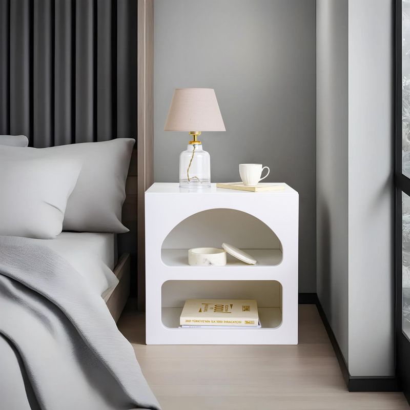 Casa si Gradina - Mobilier - Comode si corpuri - Noptiere - Noptiera, Hanah Home, pal melaminat, alb, 50x40x50 cm - Infinity.ro