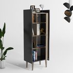 Casa si Gradina - Mobilier - Mobilier baie - Corpuri baie - Dulap baie, Hanah Home, pal melaminat, nuc si antracit, 50x30x140 cm - Infinity.ro