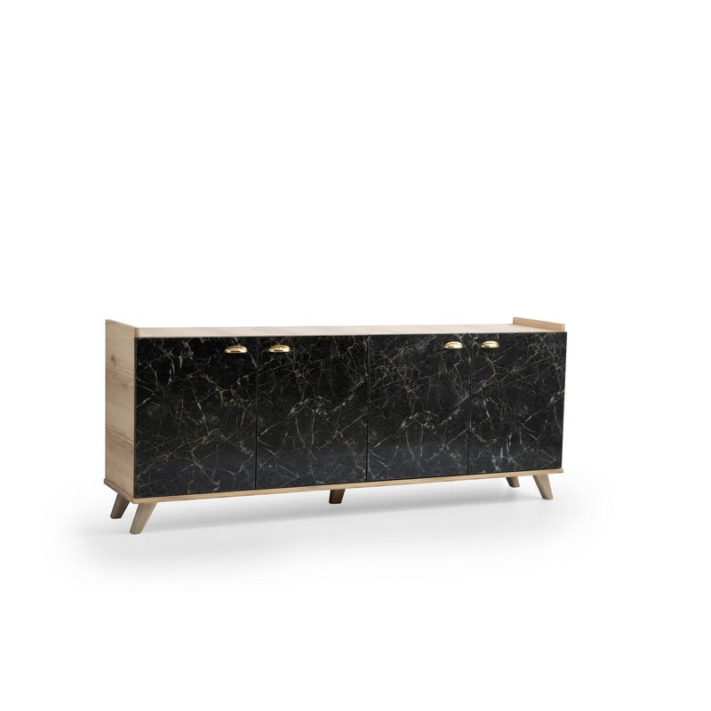 Casa si Gradina - Mobilier - Comode si corpuri - Console - Consola, Hanah Home, pal melaminat, stejar si marmura, 180x41x77.8 cm - Infinity.ro