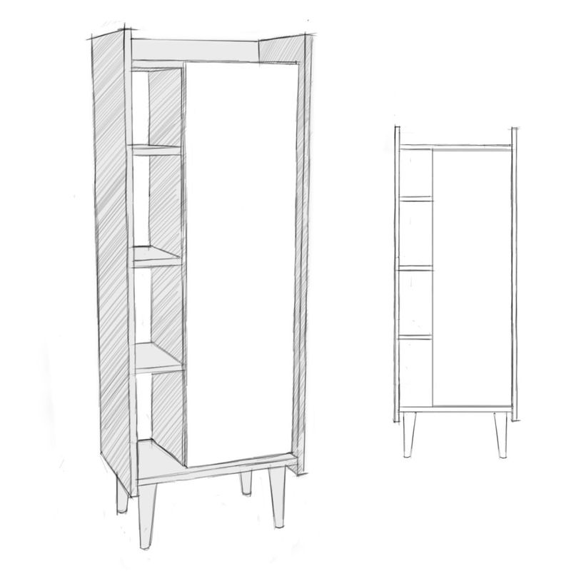 Casa si Gradina - Mobilier - Mobilier baie - Corpuri baie - Dulap baie, Hanah Home, pal melaminat, nuc si antracit, 50x30x140 cm - Infinity.ro