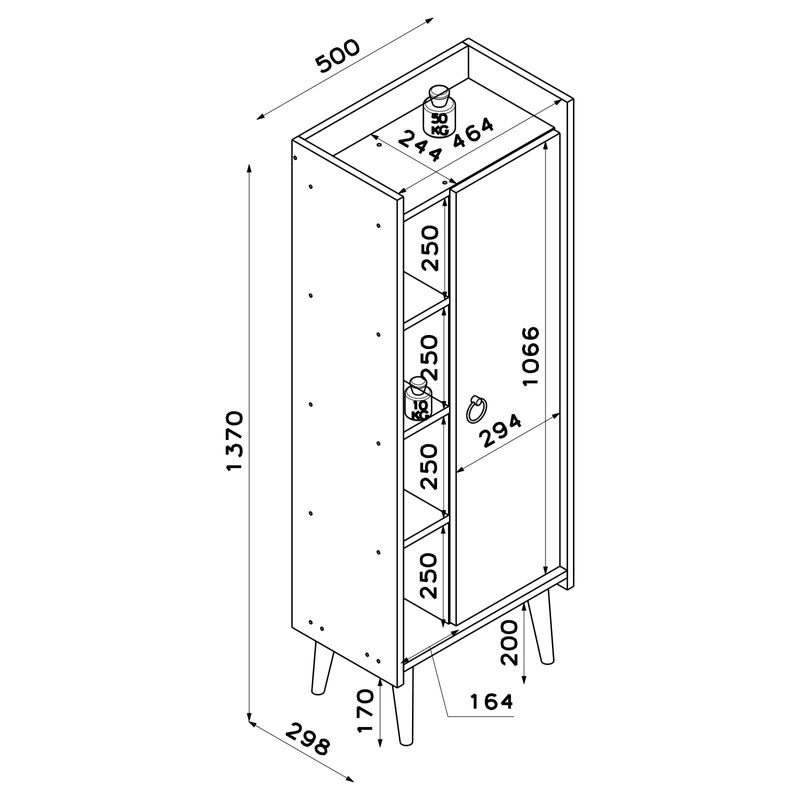 Casa si Gradina - Mobilier - Mobilier baie - Corpuri baie - Dulap baie, Hanah Home, pal melaminat, nuc si antracit, 50x30x140 cm - Infinity.ro
