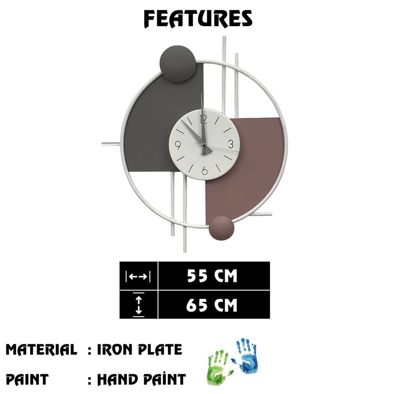 Casa si Gradina - Decoratiuni - Ceasuri - Ceas de perete decorativ, Wallxpert, metal, multicolor, 55x65 cm - Infinity.ro