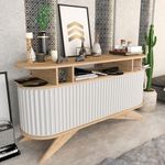Casa si Gradina - Mobilier - Comode si corpuri - Console - Consola, Hanah Home, pal melaminat, stejar si alb, 150x43x75 cm - Infinity.ro