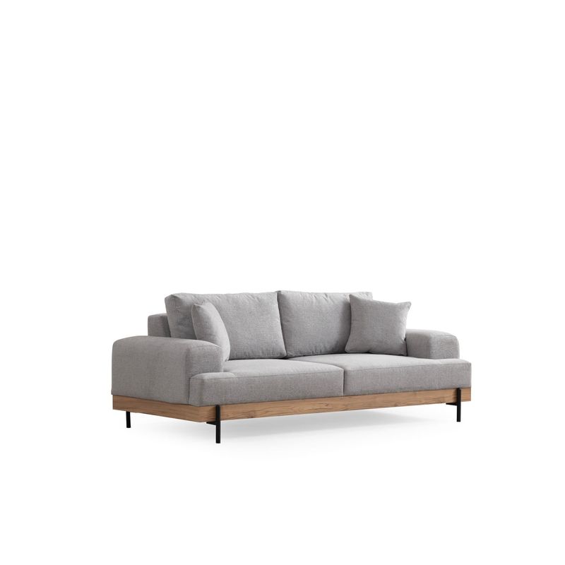 Casa si Gradina - Mobilier - Canapele si coltare - Canapele - Canapea 3 locuri, Hanah Home, lemn fag si pal, gri, 220x98x78 cm, 560ARE2121 - Infinity.ro