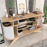 Casa si Gradina - Mobilier - Comode si corpuri - Console - Consola, Hanah Home, pal melaminat, stejar si alb, 150x43x75 cm - Infinity.ro
