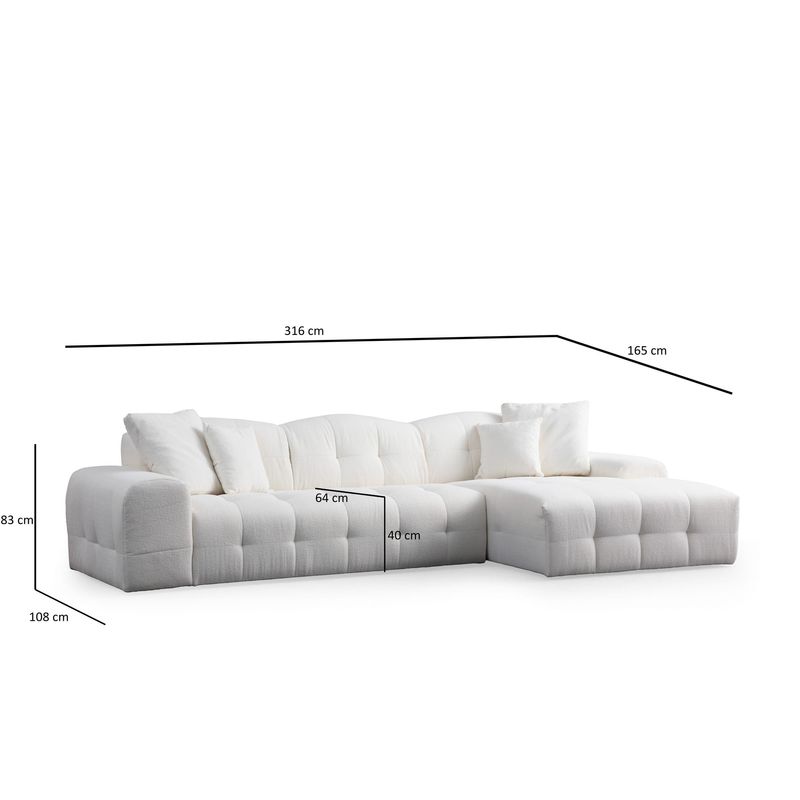 Casa si Gradina - Mobilier - Canapele si coltare - Coltare - Coltar, Atelier Del Sofa, lemn fag si pal, alb, 316x165x83 cm - Infinity.ro