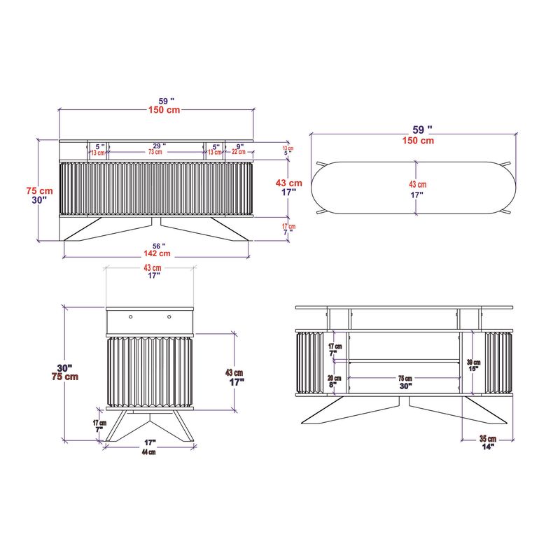 Casa si Gradina - Mobilier - Comode si corpuri - Console - Consola, Hanah Home, pal melaminat, stejar si alb, 150x43x75 cm - Infinity.ro
