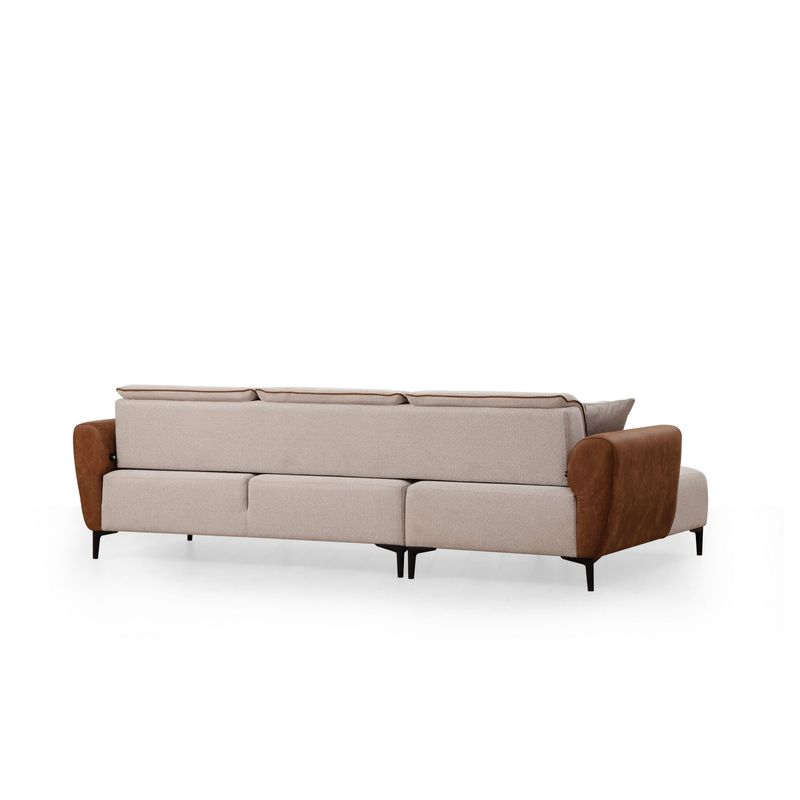 Casa si Gradina - Mobilier - Canapele si coltare - Coltare - Coltar extensibil, Hanah Home, lemn fag si pal, bej si scortisoara, 150x260x85 cm - Infinity.ro