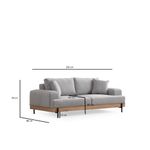 Casa si Gradina - Mobilier - Canapele si coltare - Canapele - Canapea 3 locuri, Hanah Home, lemn fag si pal, gri, 220x98x78 cm, 560ARE2121 - Infinity.ro