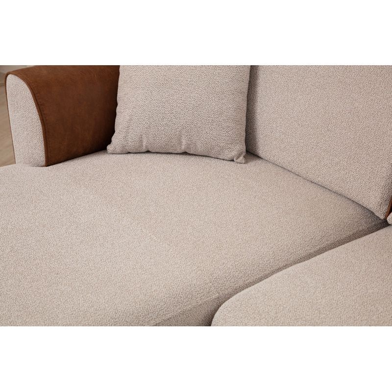 Casa si Gradina - Mobilier - Canapele si coltare - Coltare - Coltar extensibil, Hanah Home, lemn fag si pal, bej si scortisoara, 150x260x85 cm - Infinity.ro